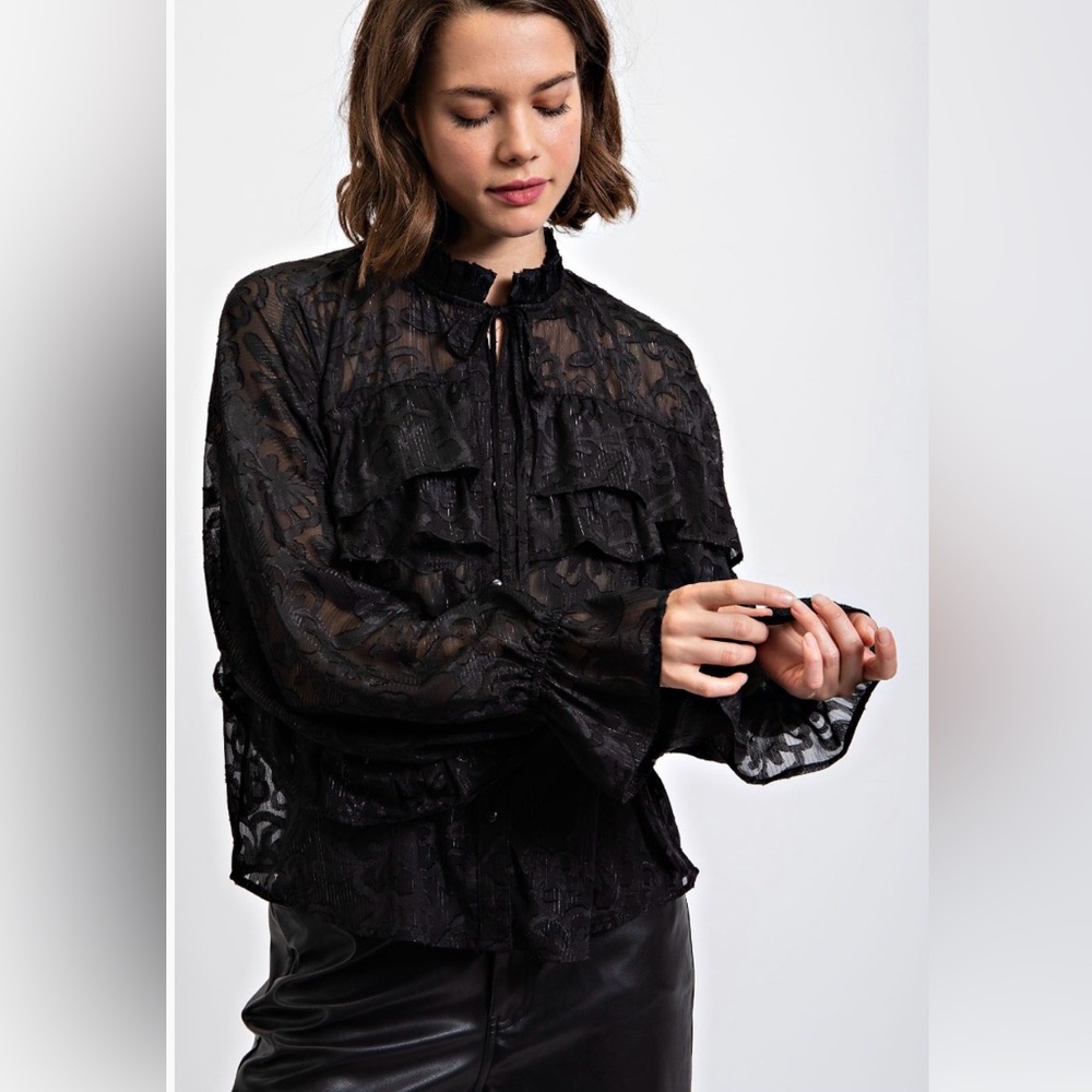 Easel Black Lace Blouse